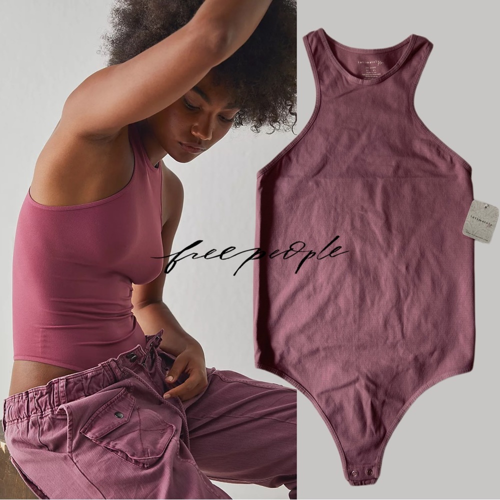 Free People Down To Earth Bodysuit in PP Motif - Dark Mauve